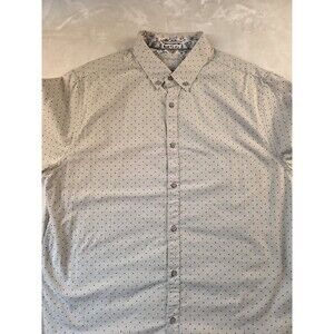 Denim‎ And Flower Mens L Slim Fit White  Polka Dots Short Sleeve Shirt